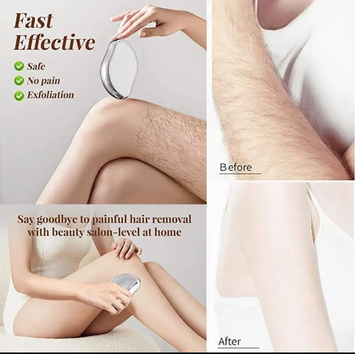 Magic Crystal Hair Eraser for Sensitive Skin, Multicolor ABS Plastic