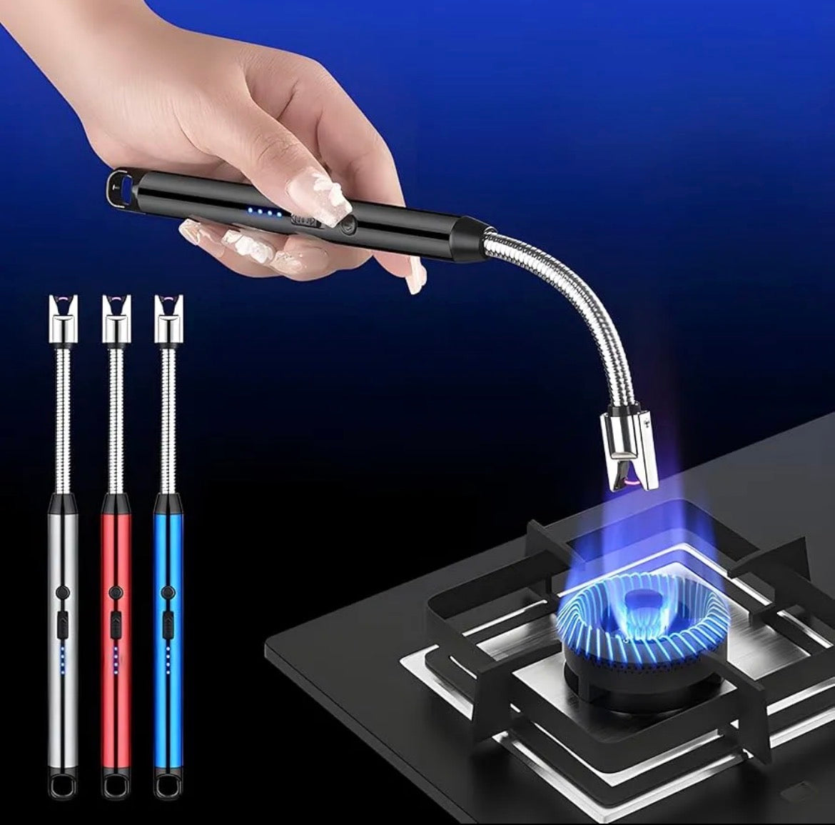 USB Rechargeable Flameless Electric Plasma Arc Lighter – Windproof Long Neck Lighter for Candle Lighting, Stove, and Grill